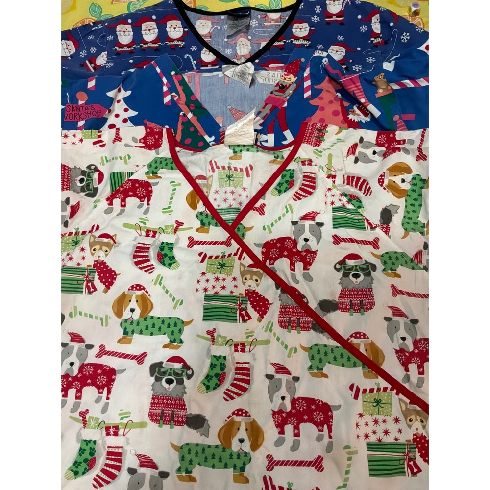UA Scrubs Tafford Christmas Scrub Tops Bundle Women 4X Multicolor